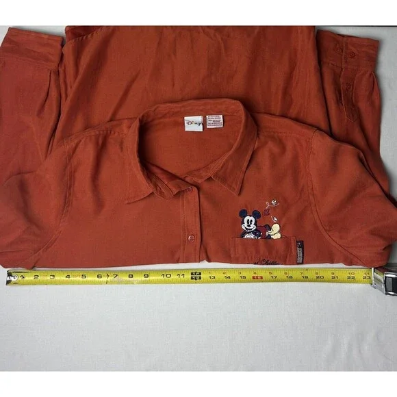 Disney Unisex XL Long Sleeve Button Up Mickey Mouse Soft Just Chillin Shirt - Picture 4 of 10